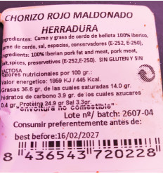 Chorizo de Bellota 100% Ibérico Velita Maldonado